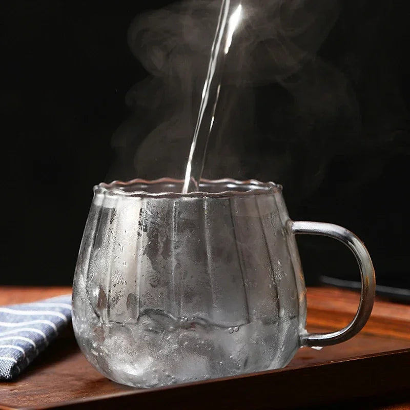 Tasse café verre borosilicate rayures 400 ml