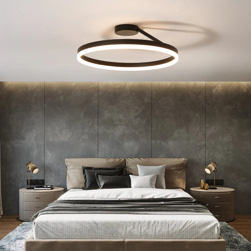 lustre led en anneau minimaliste moderne variable pour décoration