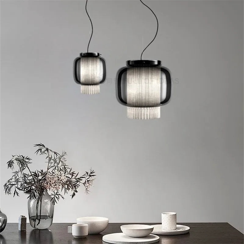 suspension led parshilna rétro en verre design simple - vue 7 sur 10