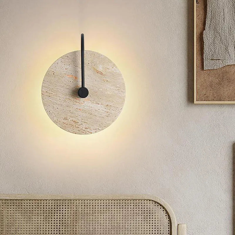 applique murale led ronde en pierre métal noir pour hôtel boutique escaliers - vue 5 sur 9