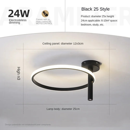 Modern minimalist LED ring ceiling light for home décor - vue 24 sur 24