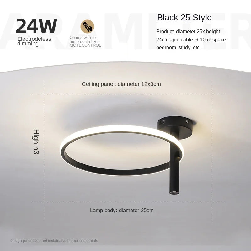 Modern minimalist LED ring ceiling light for home décor - vue 24 sur 24