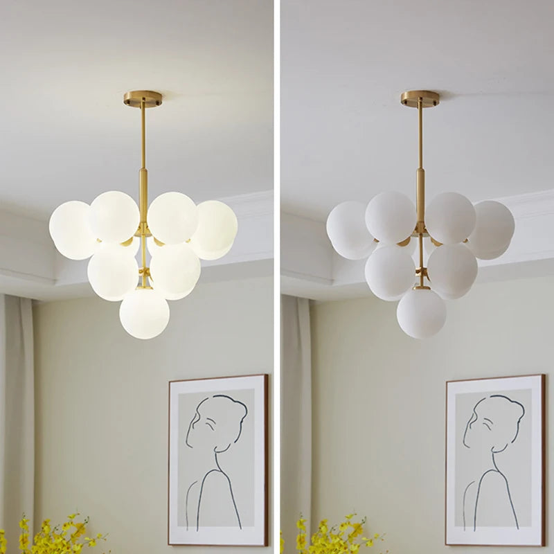 suspension LED design nordique en boule de verre - vue 7 sur 12
