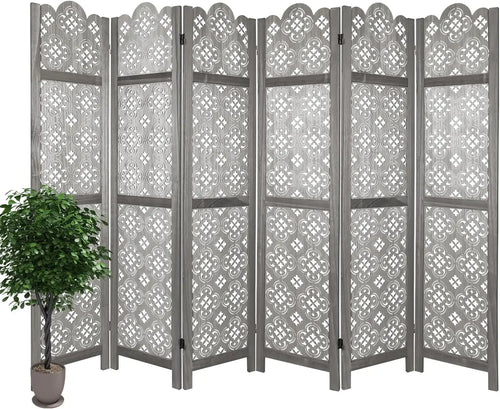 Carved Room Dividers,6 Panel Room Divider With Hand Carved Vintage Style Room Dividers And Folding Privacy Screens