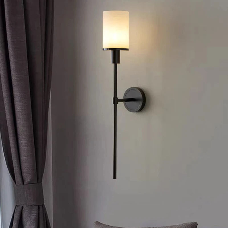 applique murale en marbre naturel avec ampoule en laiton - vue 3 sur 8