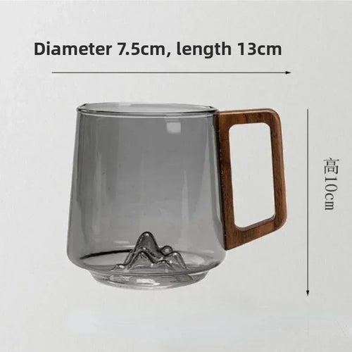 Tasse à thé verre borosilicate poignée bois maison