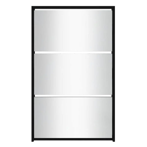 Shoe cabinet with mirror 3 levels black 63x17x102.5 cm - vue 5 sur 6