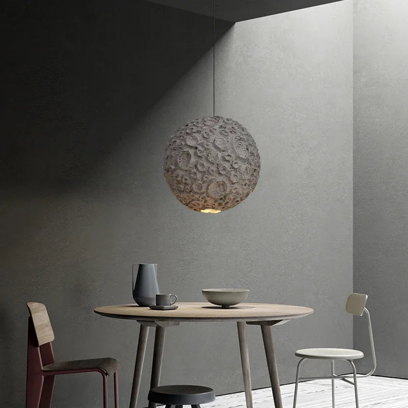 Japanese Wabi Sabi Style Chandelier Living Room Lamp Dining Room Coffe Store Planet Designer Grey Pendant Lamps Loft Decor Light - vue 5 sur 8