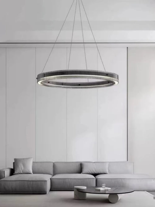 suspension circulaire en verre minimaliste design créatif en aluminium - vue 3 sur 7