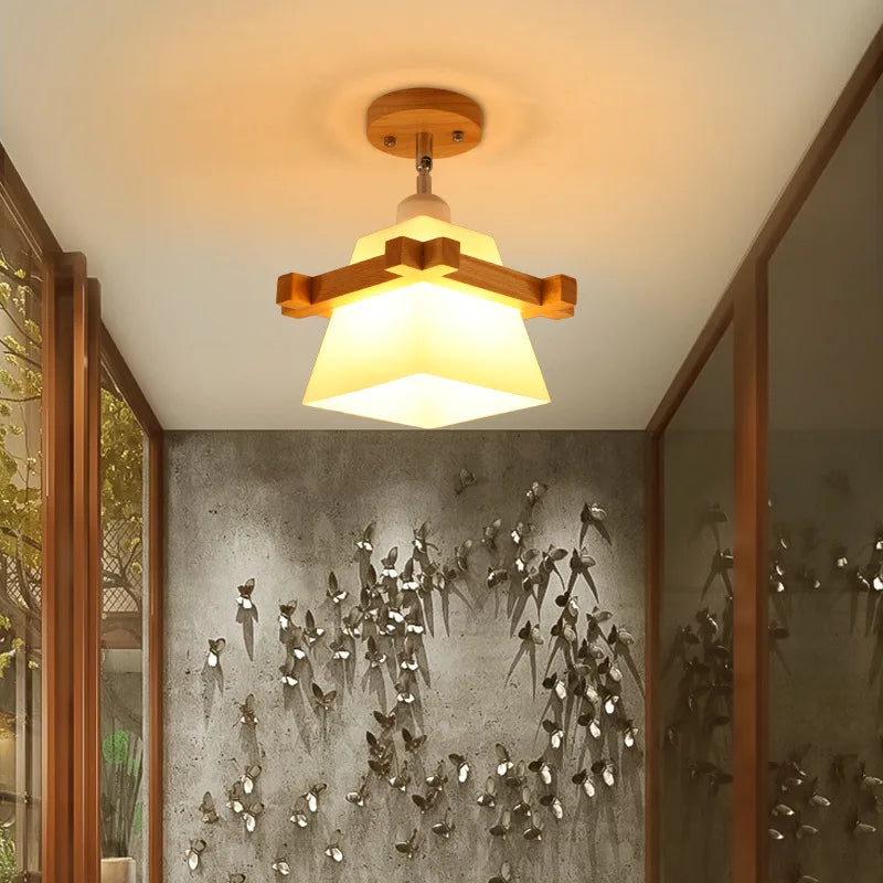 Plafonnier en bois naturel Lampe en bambou Multi Style Tricoté à la main Salon Chambre Éclairage Déco - vue 5 sur 11