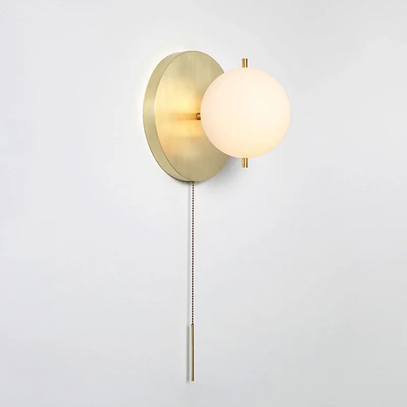 Light Luxury All Copper Wall Lamp, Post-modern Villa, Minimalist Living Room, Background Wall, Creative Bedroom, Bedside Lamp - vue 3 sur 7