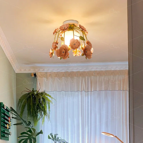 plafonnier rétro en forme de rose pour décoration romantique et chaleureuse - vue 4 sur 10