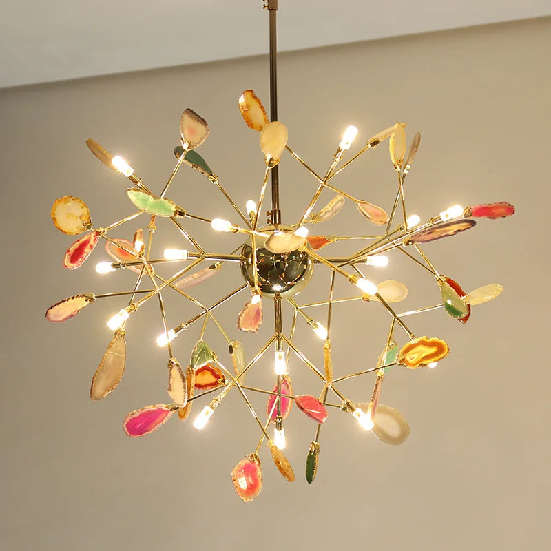 plafonnier led en agate naturelle pour décoration romantique intérieure - vue 6 sur 9