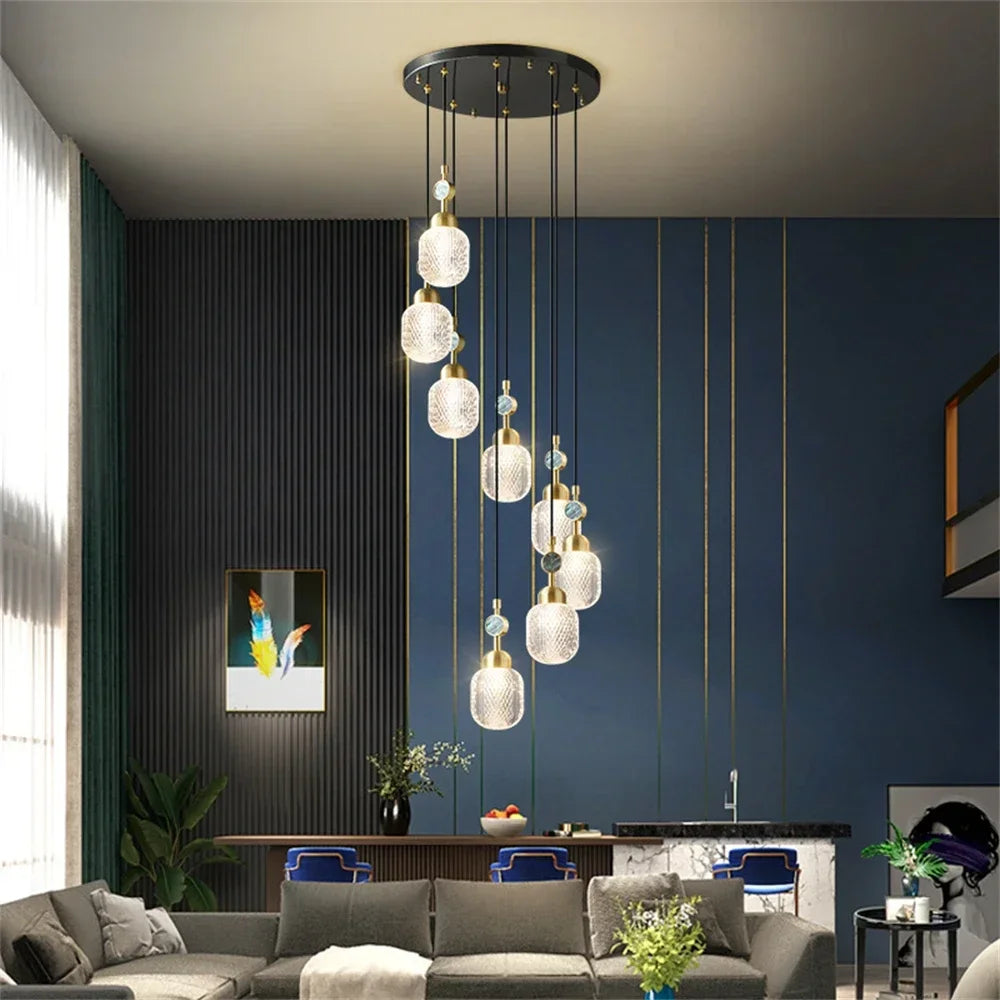 suspension moderne réglable en or pour intérieur avec acrylique unique - vue 4 sur 8