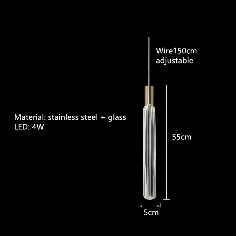 suspension tubes lumineux en verre transparent design nordique réglable - vue 17 sur 20