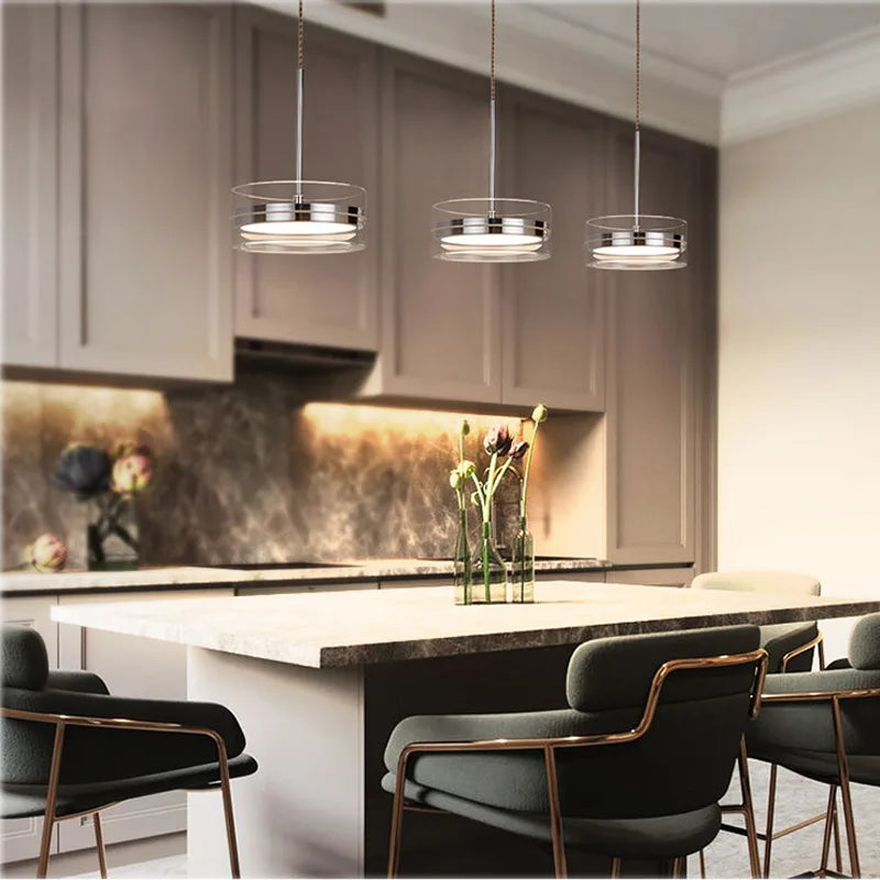 suspension led style 	 avec cordon réglable acrylique rond - vue 4 sur 8