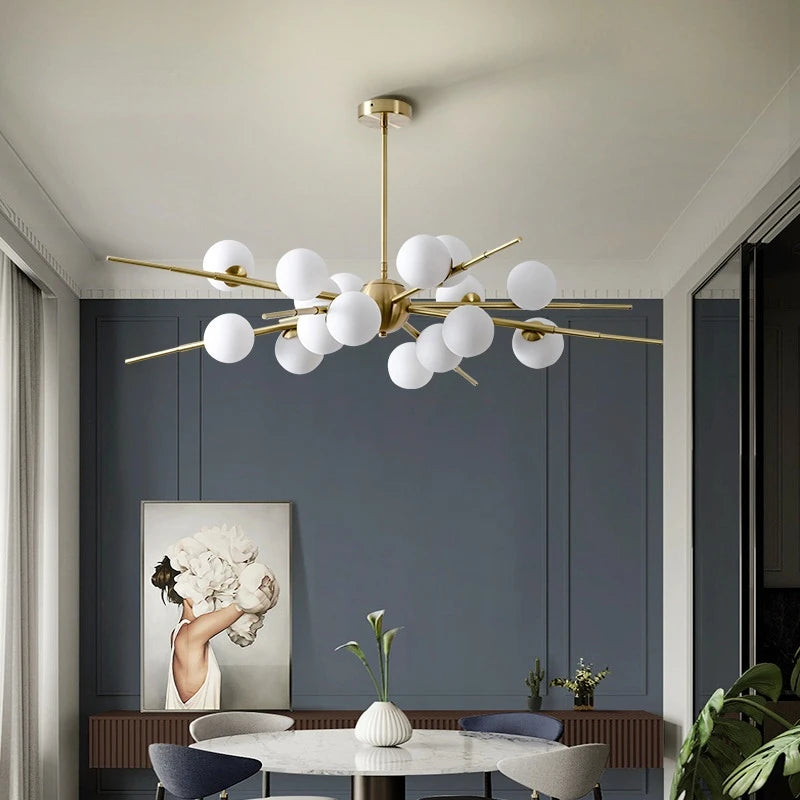 lampe moderne simple en cuivre décoration moléculaire nordique - vue 3 sur 10