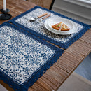 Chemin de table rayures bleu marine dentelle campagne