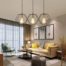 lustre créatif led moderne avec cadre métallique géométrique
