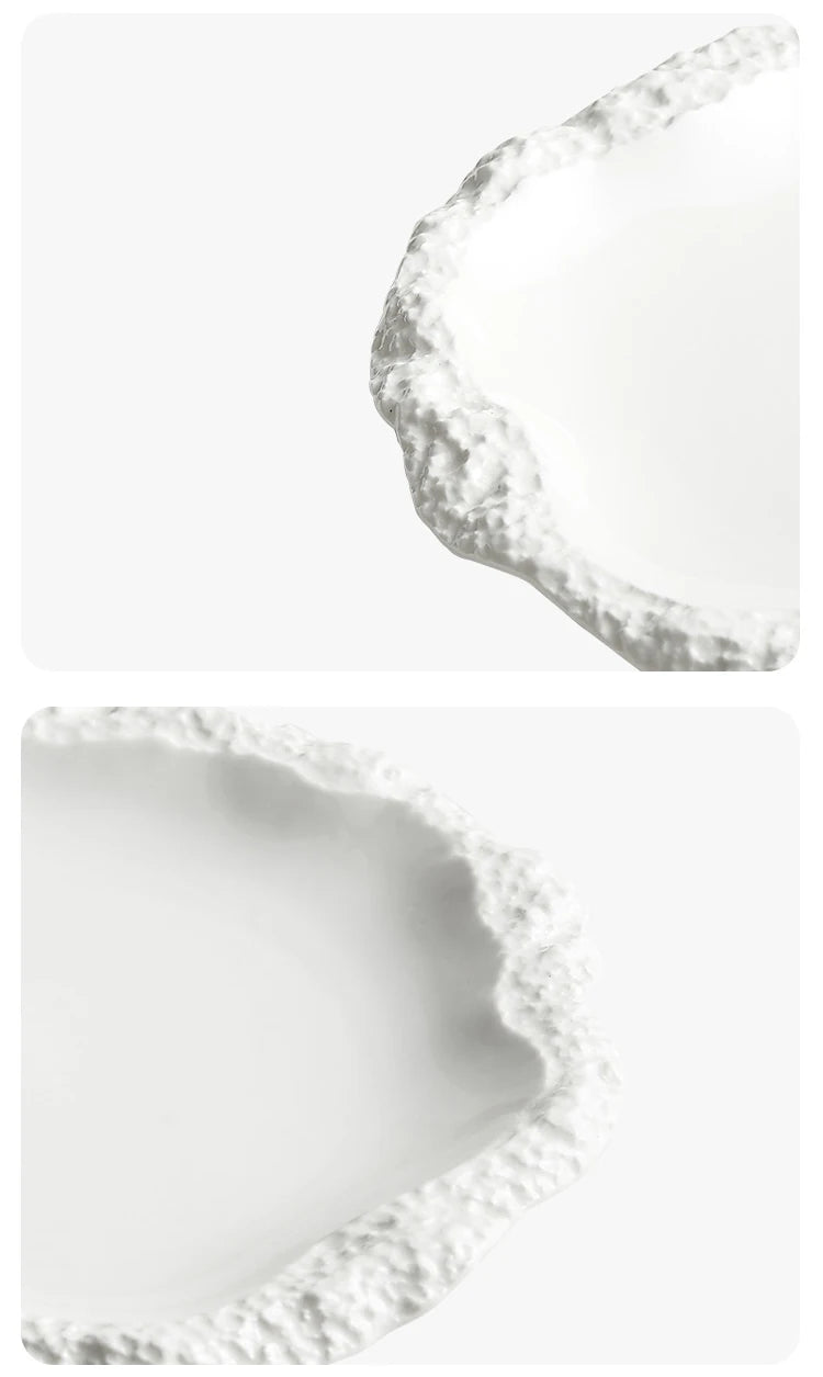 Assiette plate céramique forme irrégulière style moderne cuisine