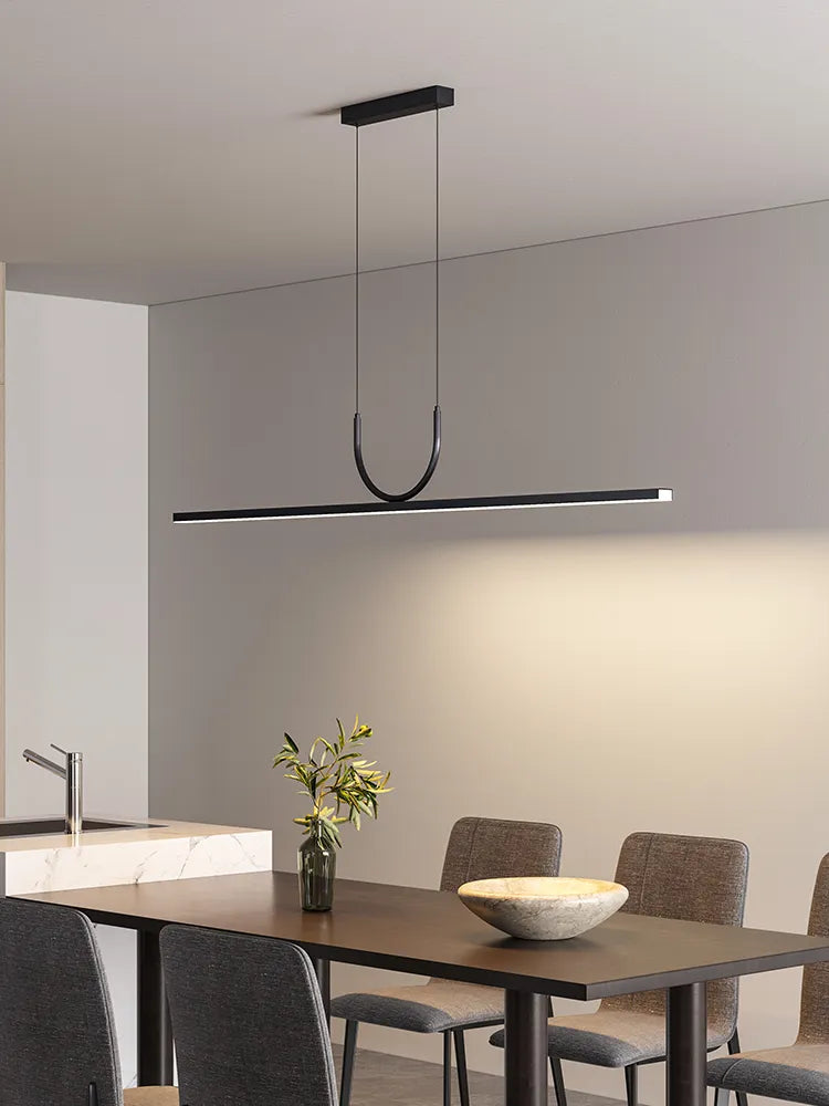 lustre simple noir/blanc long tube à LED - vue 4 sur 12