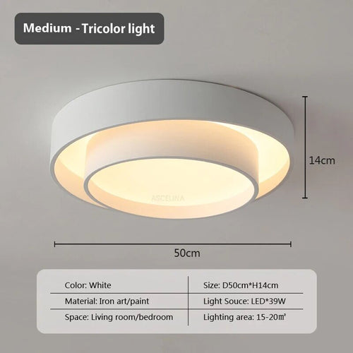 Plafonnier moderne led minimaliste blanc double rond - vue 17 sur 18