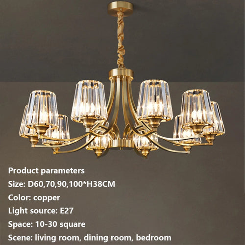 SANDYHA moderne cristal cuivre lustres nordique luxe Design intérieur décor à la maison lampe à LED pour salon salle à manger chambre - vue 7 sur 10