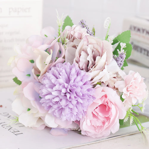 fleurs artificielles soie pivoine hortensia décoration mariage bouquet - vue 36 sur 40