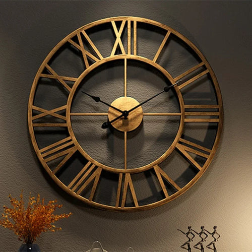 horloge murale décorative 3d moderne style rétro romain silencieuse en métal