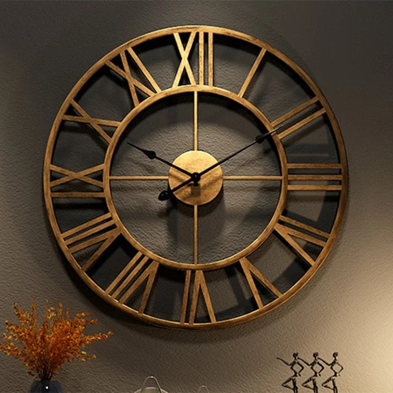 horloge murale décorative 3d moderne style rétro romain silencieuse en métal - vue 7 sur 9