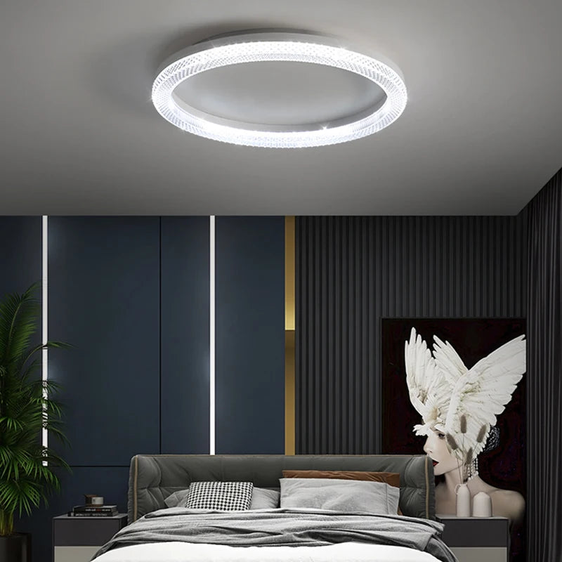 lustre led anneau plafonnier décoration maison luminaire - vue 5 sur 10