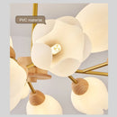 lustre nordique en bois avec lumière en forme de fleur