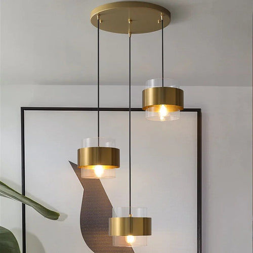 Modern minimalist gold art glass pendant light - vue 6 sur 15