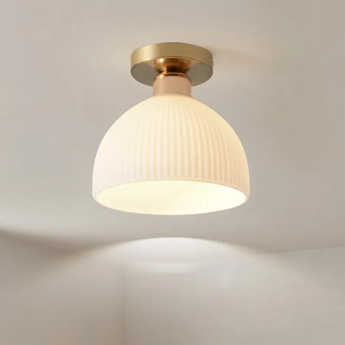 Plafonnier LED en céramique et verre crème
