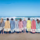 Serviette de plage personnalisee rayee microfibre avec prenom