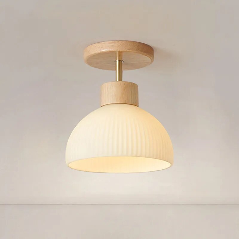 Lustre LED Verre Bois Lumière Salon Étude Salle Manger - vue 2 sur 12