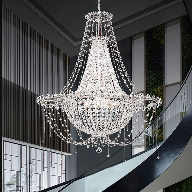 lustre k9 luxe en acier inoxydable led suspension moderne - vue 3 sur 8