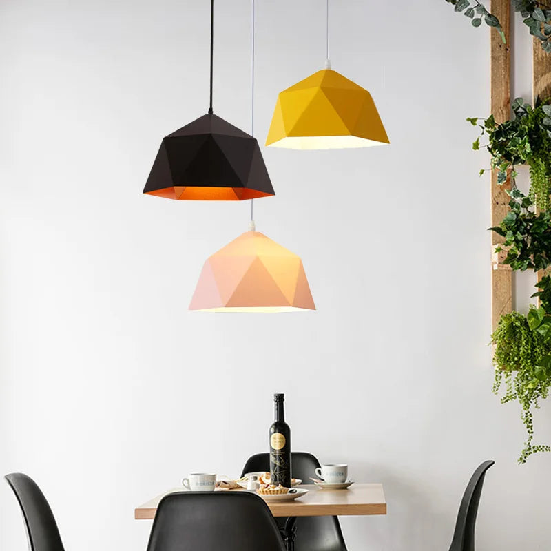 lustre nordique macarone géométrique led décoratif suspendu - vue 5 sur 13