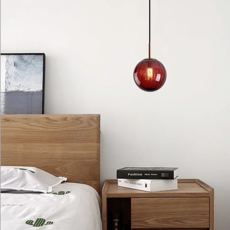 lustre moderne en verre design suspendu lumineux nordique - vue 4 sur 14