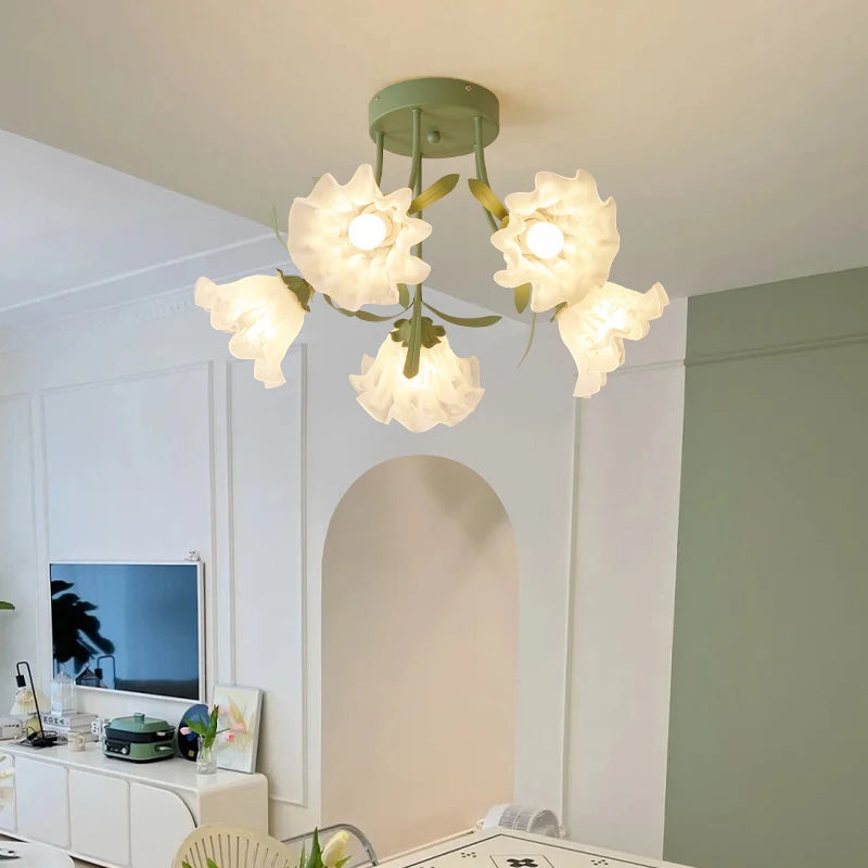 plafonnier floral nordique design romantique pour un décor élégant - vue 4 sur 24