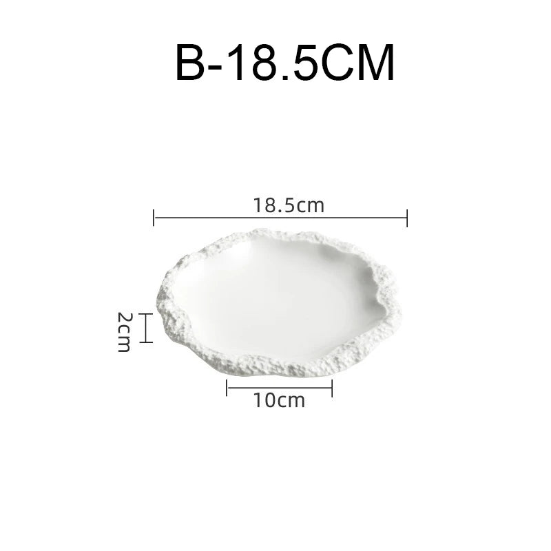 Assiette plate céramique forme irrégulière style moderne cuisine