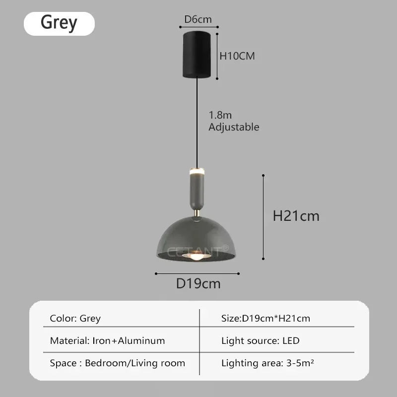 Nordic LED pendant light with adjustable height for home decoration, dining room, living room, bedroom, bedside lighting - vue 11 sur 14