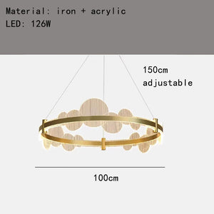 Acrylic chandelier with remote control and adjustable brightness for various spaces