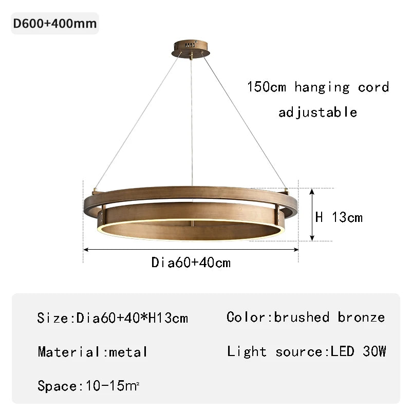 Creative minimalist bronze LED chandelier for interior decor - vue 9 sur 9