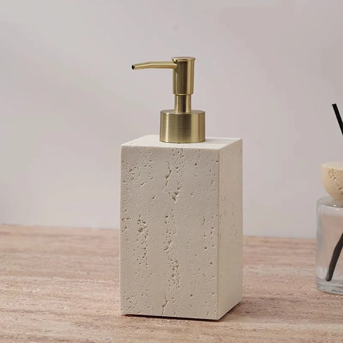 Ahunderjiaz Wabi-Sabi Style Push Bottle, Marble Shower Gel Dispenser Bottle, Light Luxury Bathroom Tabletop Decoration, Home Dec - vue 9 sur 10