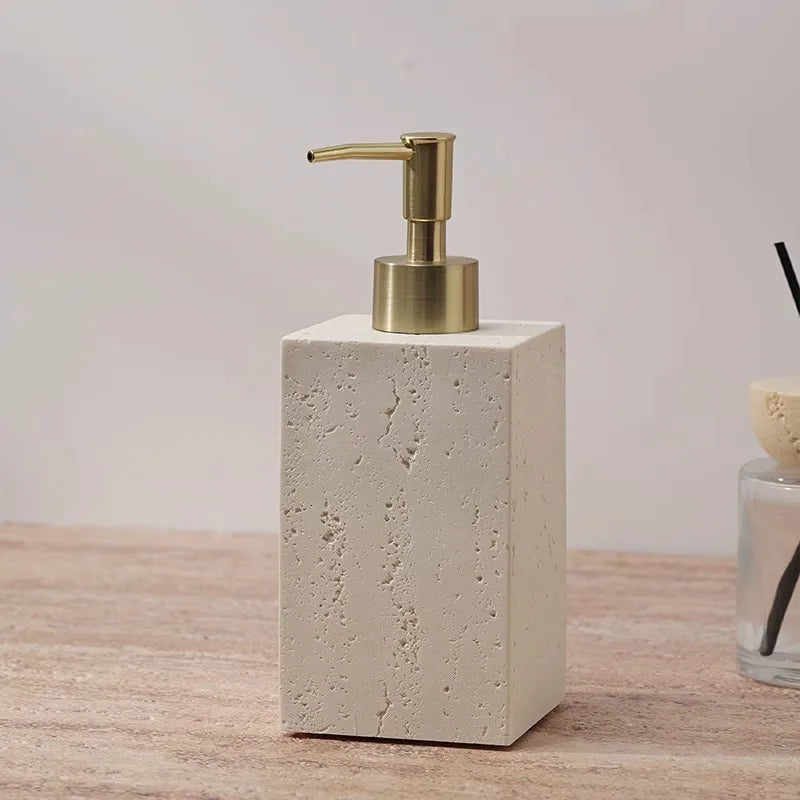 Ahunderjiaz Wabi-Sabi Style Push Bottle, Marble Shower Gel Dispenser Bottle, Light Luxury Bathroom Tabletop Decoration, Home Dec - vue 8 sur 10