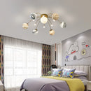 suspension boule planète art déco luminaire métal