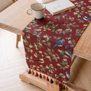 Chemin de table jacquard nordique motifs animaux pompons