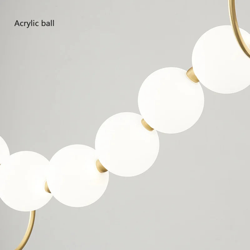 French Luxury Copper Pendant Lamps for Bedroom Living Room Kitchen Table Lighting Acrylic Round Bubble Ceiling Hanging Light - vue 7 sur 16
