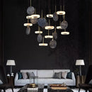 lustre led art déco en bois et marbre design élégant et moderne